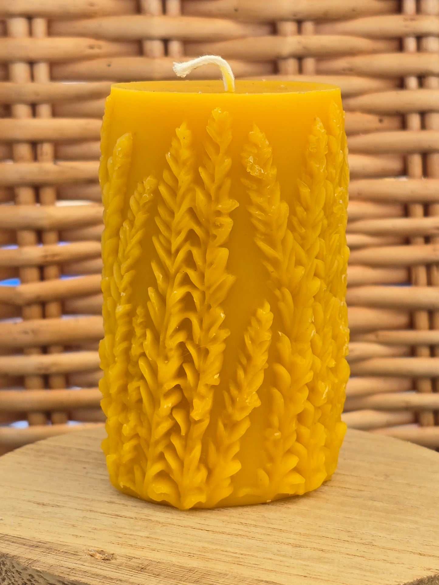 Lavender Candle Pillar - 100% Beeswax