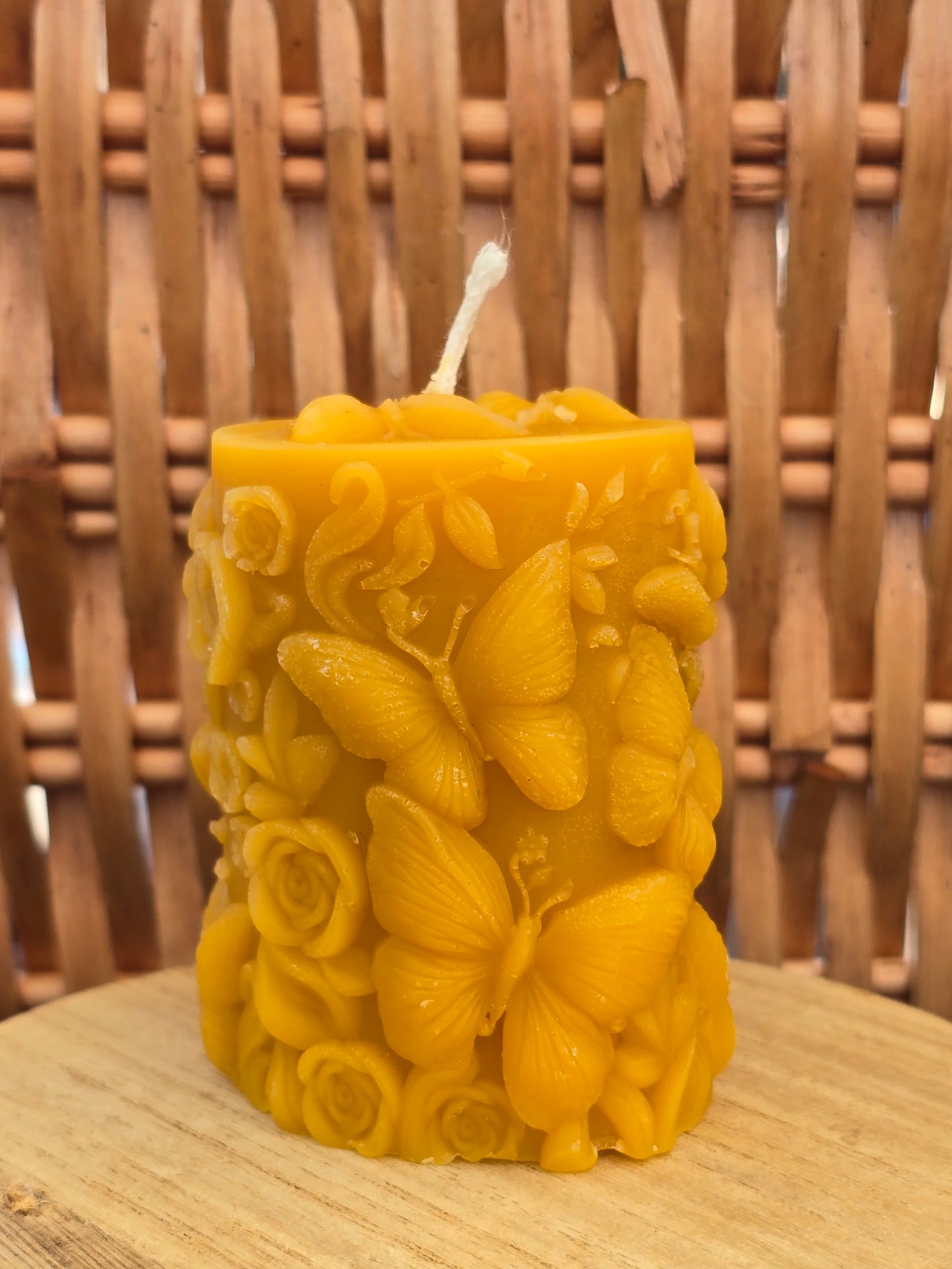 Butterfly Candle Pillar - 100% Beeswax