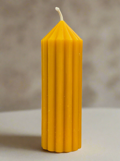 Striped Candle Pillar - 100% Beeswax