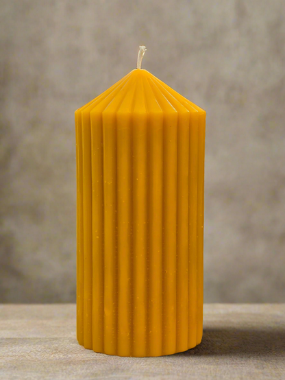 Striped Candle Pillar - 100% Beeswax