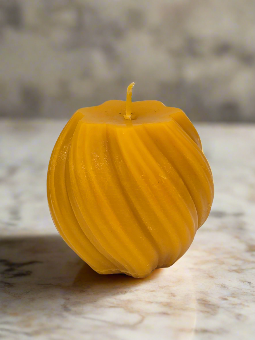 Spiral Stripped Beeswax Candle