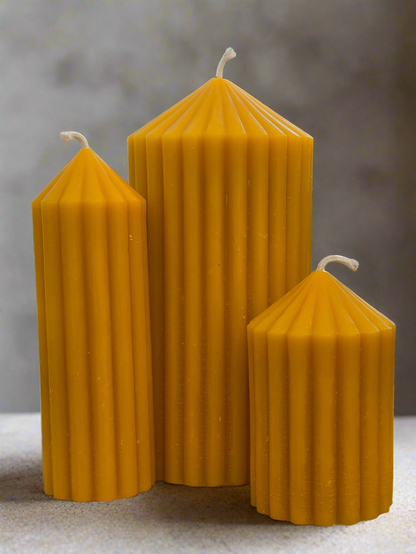 Striped Candle Pillar - 100% Beeswax