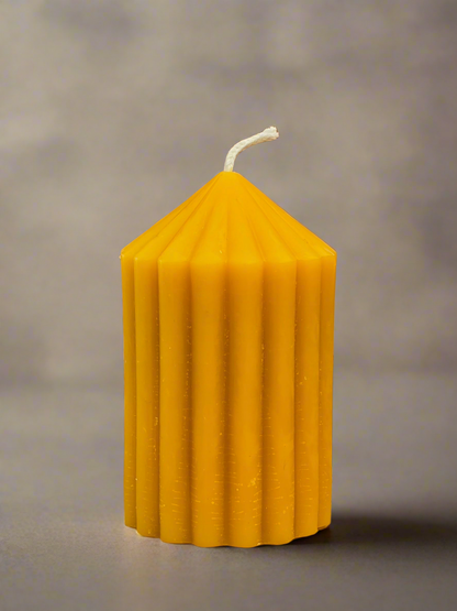 Striped Candle Pillar - 100% Beeswax