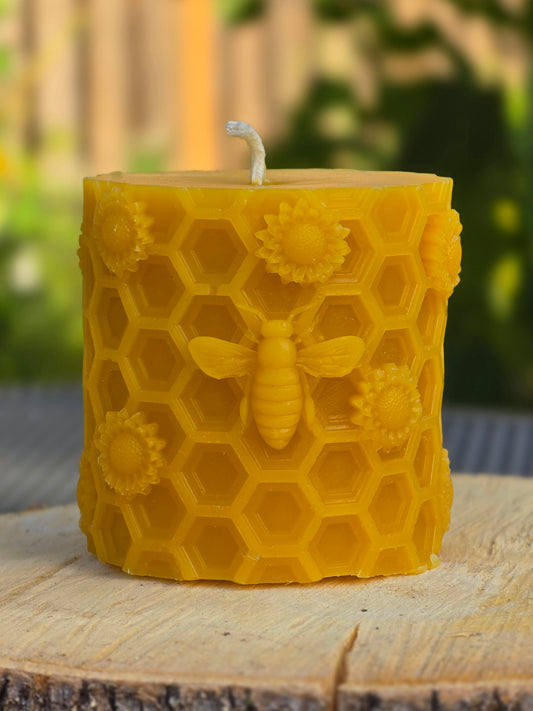 Queen Bee Pillar Beeswax Candle