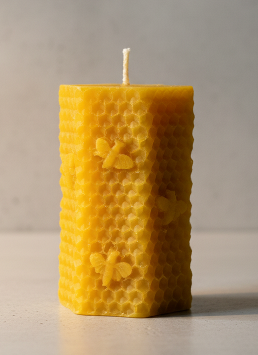 Hex Beeswax Candle