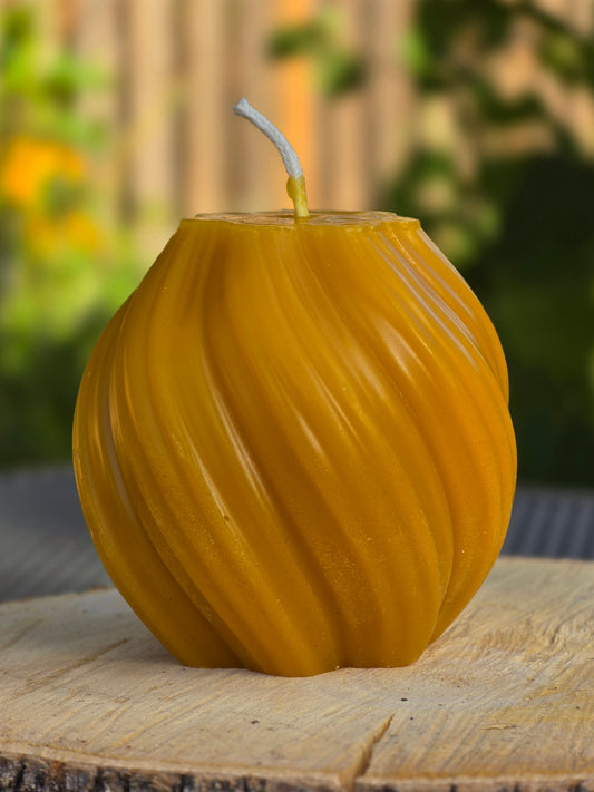 Spiral Stripped Beeswax Candle