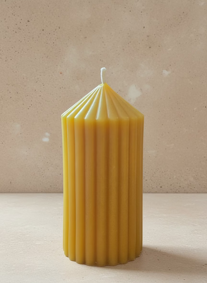Striped Candle Pillar - 100% Beeswax