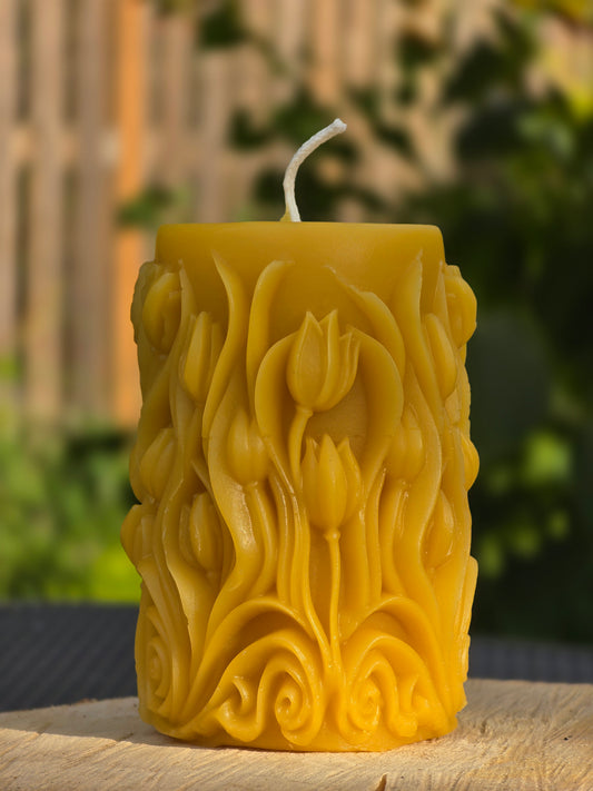 Tulips Pillar Beeswax Candle